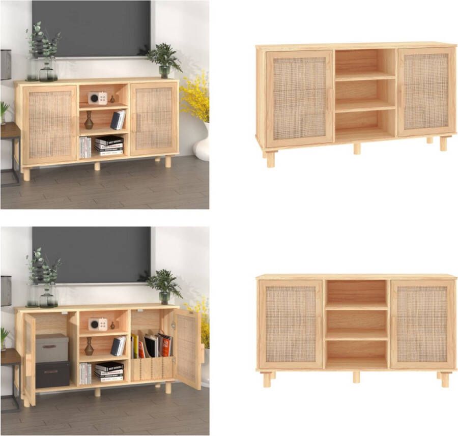 VidaXL Dressoir 105x30x60 cm massief grenenhout en rattan bruin Dressoir Dressoirs Kast Wandkast