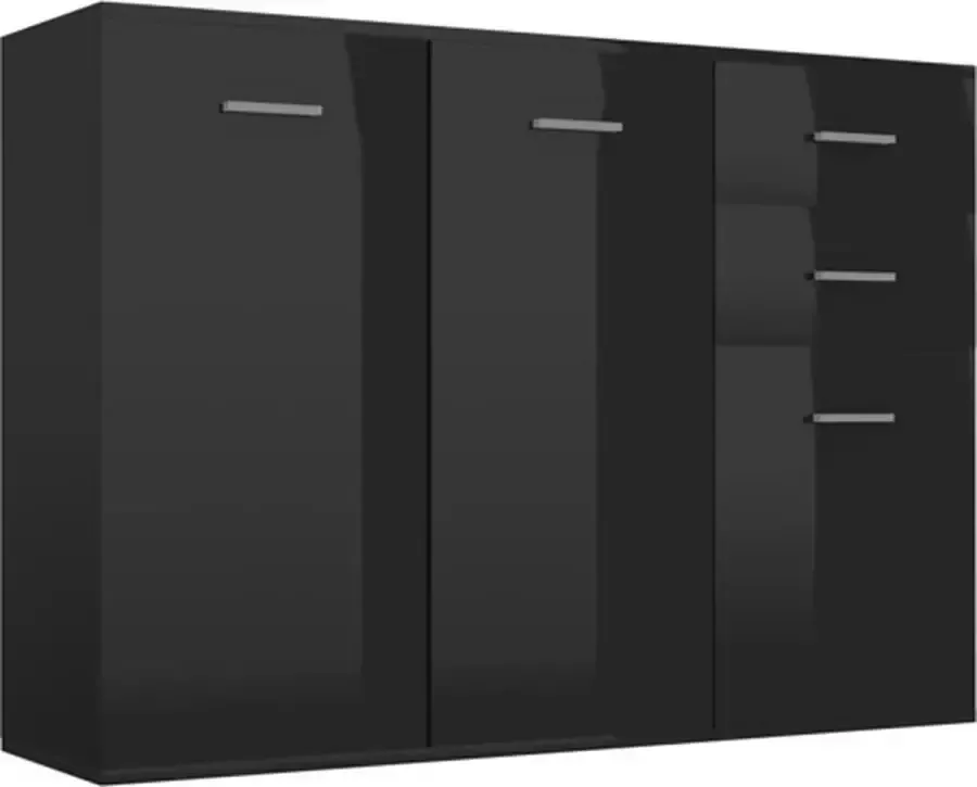 VidaXL -Dressoir-105x30x75-cm-spaanplaat-hoogglans-zwart - Foto 2