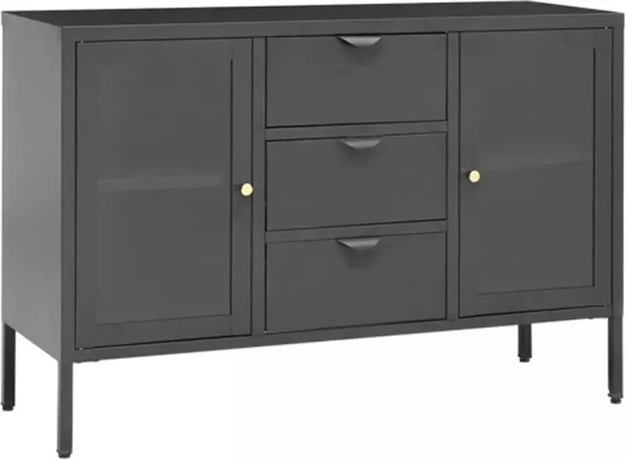 VidaXL -Dressoir-105x35x70-cm-staal-en-gehard-glas-antracietkleurig - Foto 2