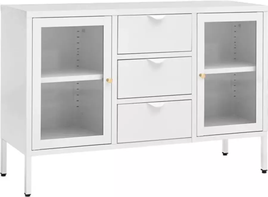 VidaXL -Dressoir-105x35x70-cm-staal-en-gehard-glas-wit - Foto 3