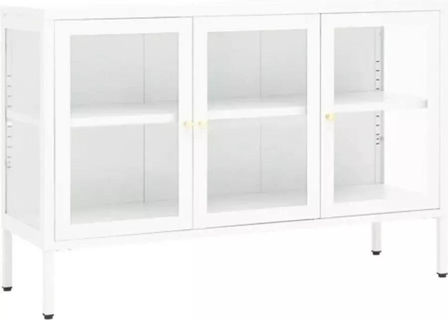 VidaXL -Dressoir-105x35x70-cm-staal-en-glas-wit - Foto 3