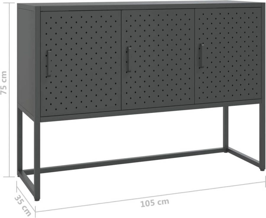 VidaXL -Dressoir-105x35x75-cm-staal-antracietkleurig - Foto 2