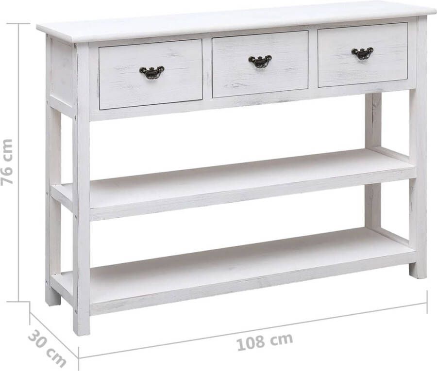 VidaXL -Dressoir-108x30x76-cm-massief-paulowniahout-antiekwit