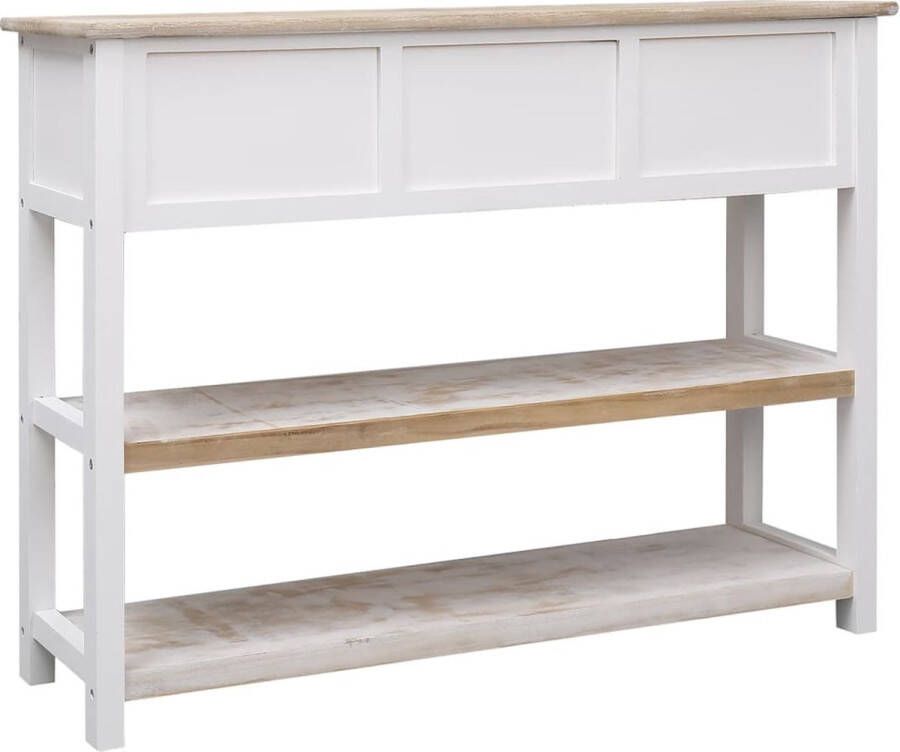 VidaXL -Dressoir-108x30x76-cm-massief-paulowniahout-wit-en-rbuin