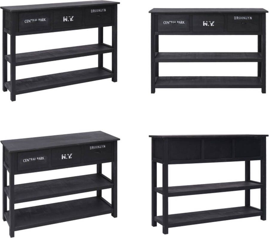 VidaXL Dressoir 108x30x76 cm massief paulowniahout zwart Dressoir Dressoirs Kast Wandkast