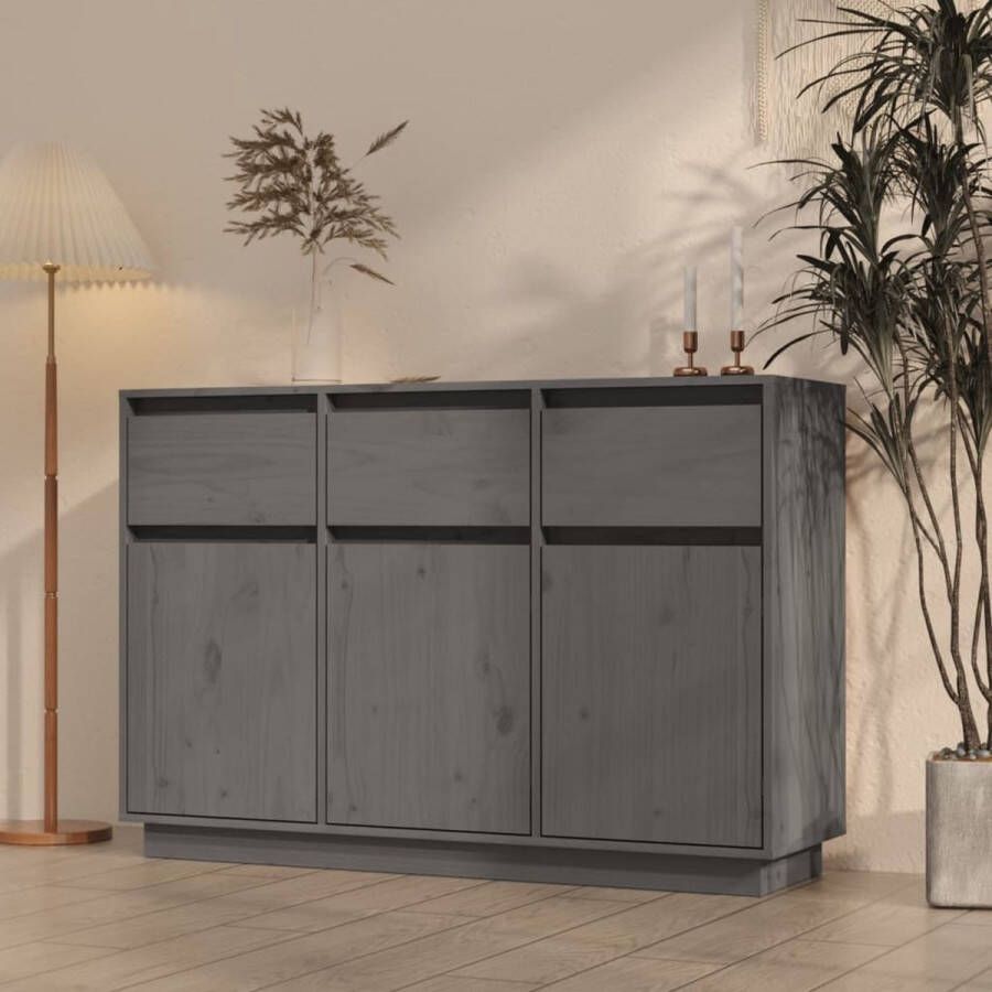 VidaXL -Dressoir-110x34x75-cm-massief-grenenhout-grijs