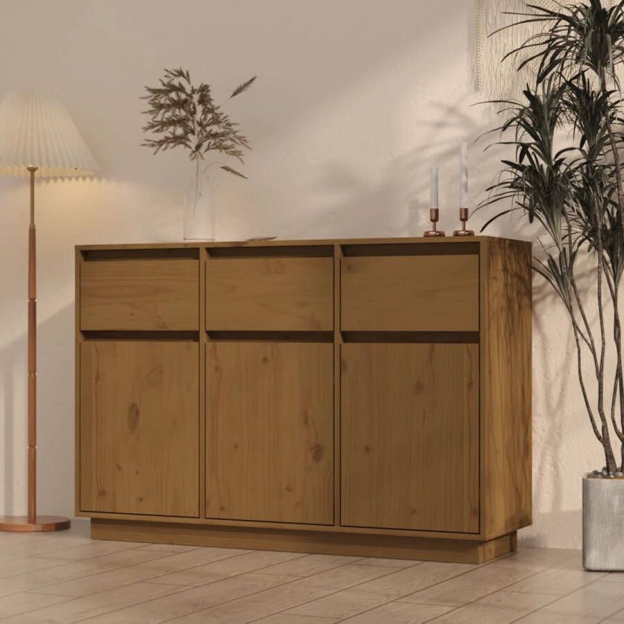 VidaXL -Dressoir-110x34x75-cm-massief-grenenhout-honingbruin