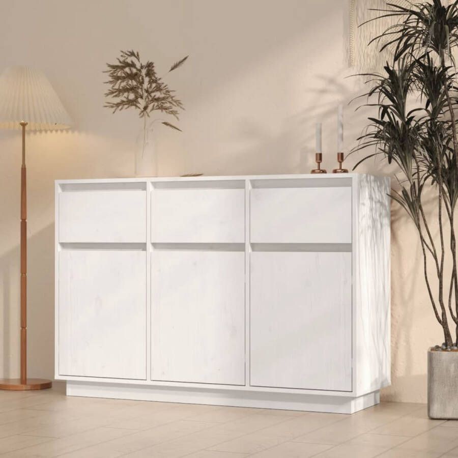 VidaXL -Dressoir-110x34x75-cm-massief-grenenhout-wit