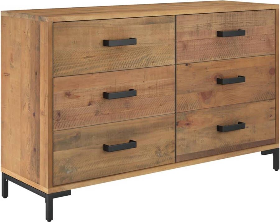 VidaXL Dressoir 110x35x70 cm Massief Grenenhout Bruin Dressoir Industrieel Dressoir Vintage Dressoir Houten Dressoir Grenoble Dressoir - Foto 2