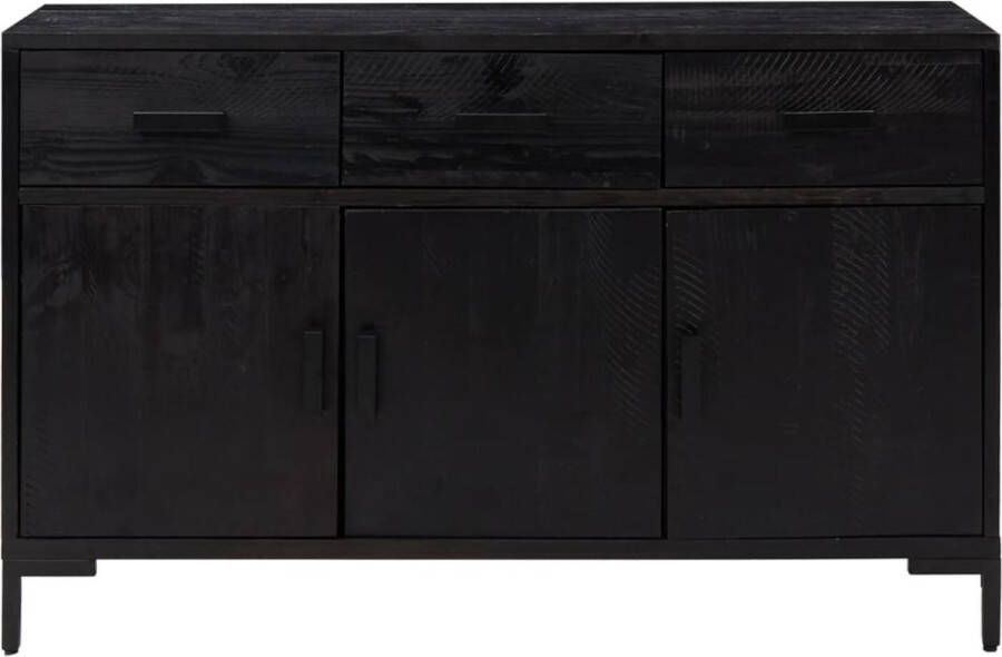 VidaXL Dressoir 110x35x70 cm gerecycled massief grenenhout zwart - Foto 2