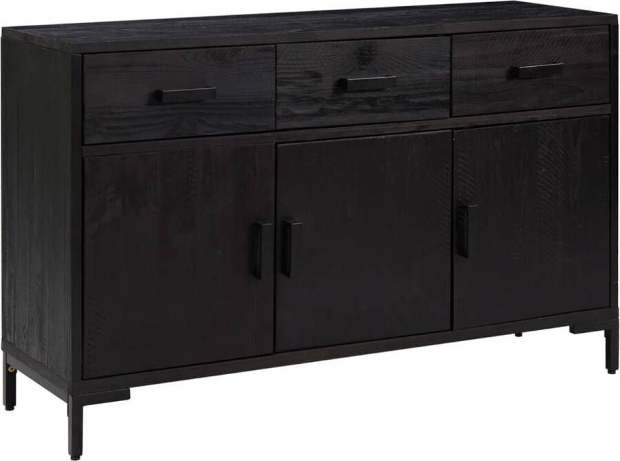 VidaXL Dressoir 110x35x70 cm gerecycled massief grenenhout zwart - Foto 1