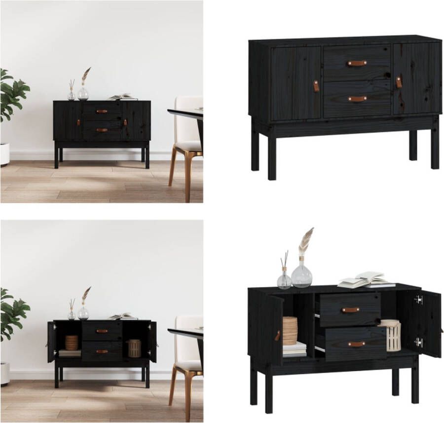 VidaXL Dressoir 110x40x78 cm massief grenenhout zwart Dressoir Dressoirs Kast Kasten