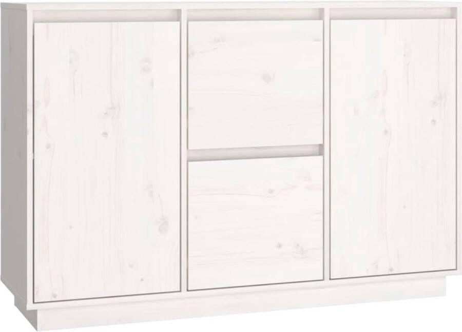 VidaXL -Dressoir-111x34x75-cm-massief-grenenhout-wit - Foto 2