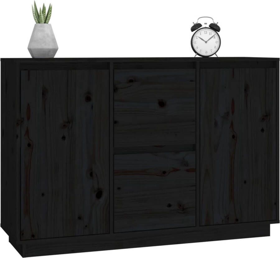 VidaXL -Dressoir-111x34x75-cm-massief-grenenhout-zwart - Foto 4