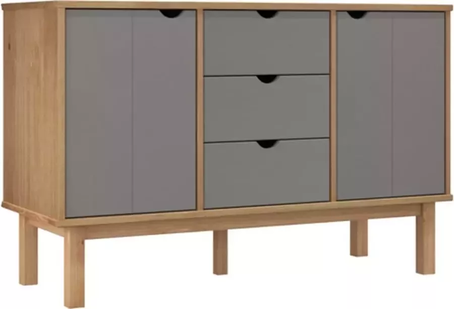 VidaXL -Dressoir-OTTA-113 5x43x73-cm-massief-grenenhout-bruin-en-grijs - Foto 3