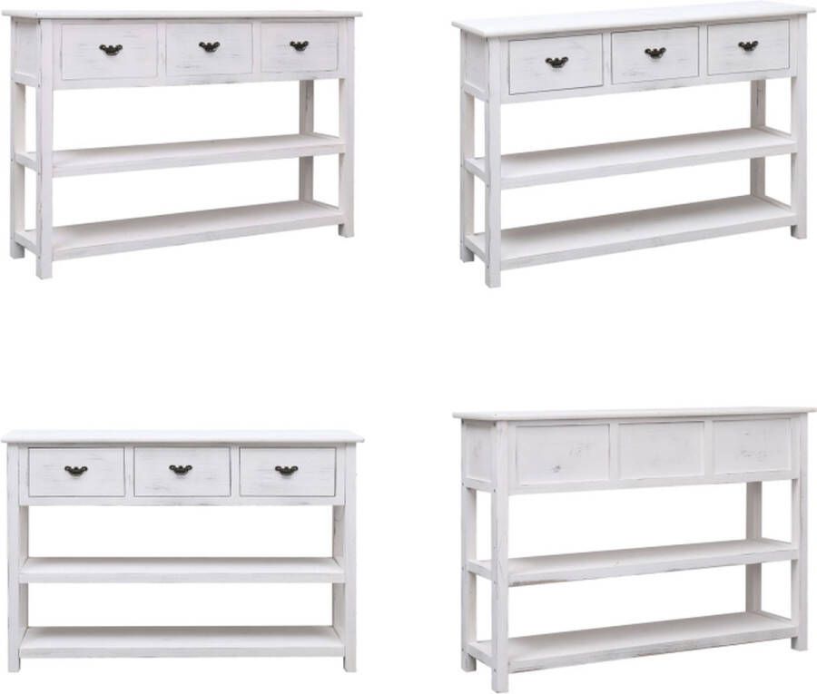 VidaXL Dressoir 115x30x76 cm hout antiekwit Dressoir Dressoirs Houten Kastje Houten Kastjes