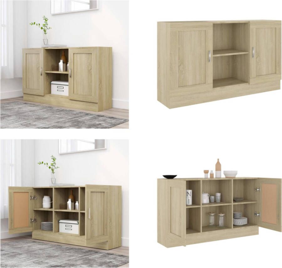 VidaXL Dressoir 120x30-5x70 cm spaanplaat sonoma eikenkleurig Vitrine Vitrines Dressoir Dressoirs