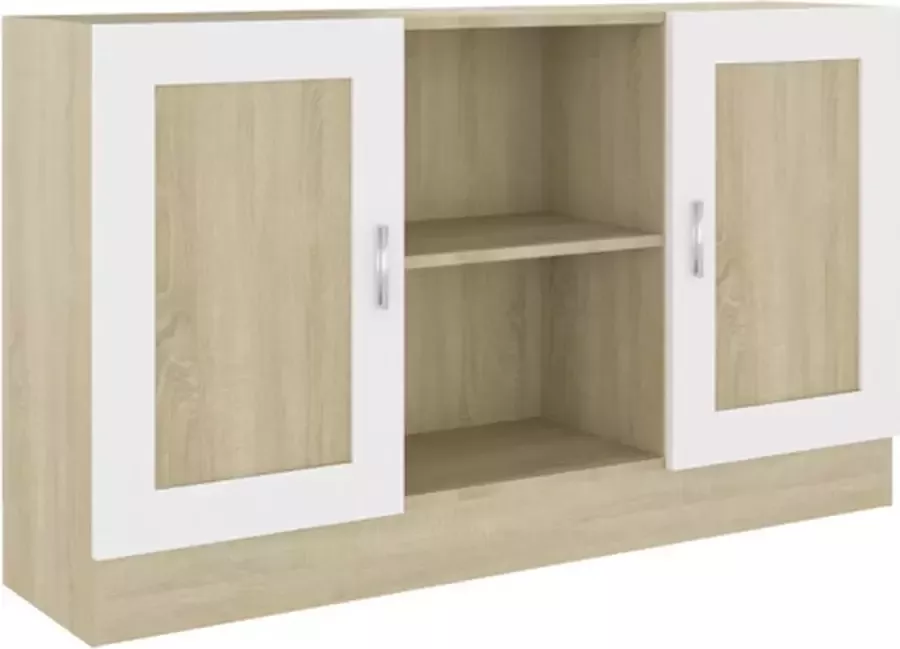 VidaXL -Dressoir-120x30 5x70-cm-bewerkt-hout-wit-en-sonoma-eikenkleurig - Foto 3