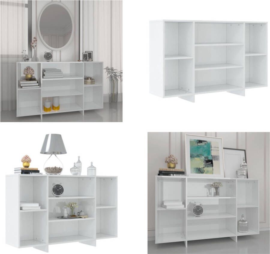 VidaXL Dressoir 120x30x75 cm bewerkt hout hoogglans wit Dressoir Dressoirs Opbergkast Buffetkast