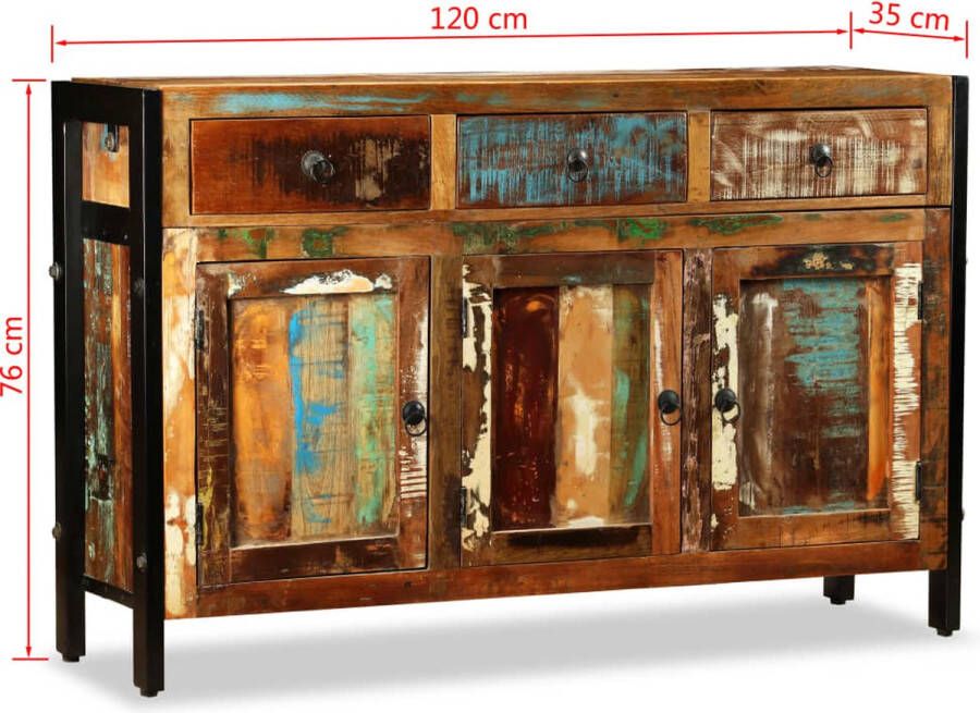 Vida XL Dressoir 120x35x76 cm massief gerecycled hout SKU: V243984 - Foto 2