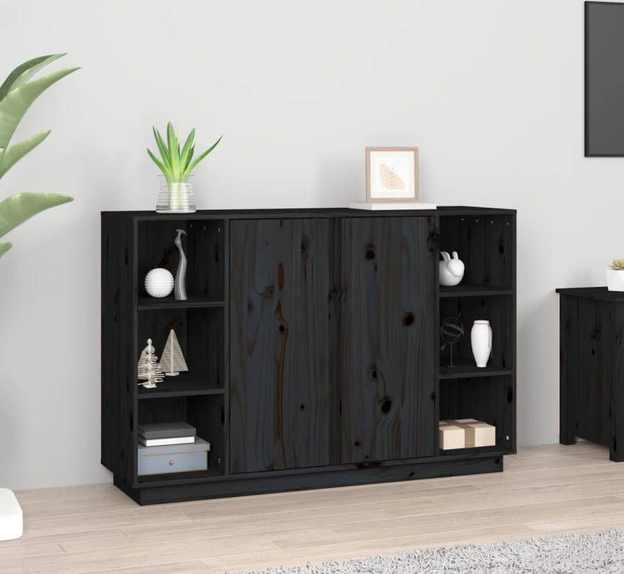 VidaXL Dressoir 120x35x80 cm massief grenenhout zwart - Foto 2