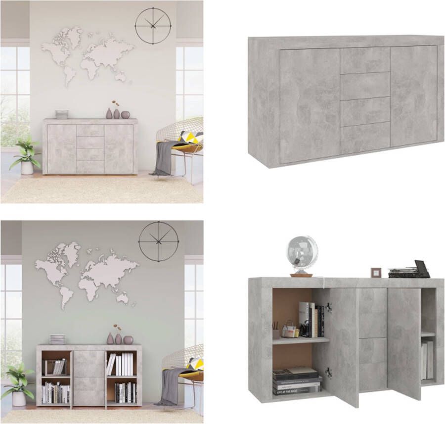 VidaXL Dressoir 120x36x69 cm bewerkt hout betongrijs Dressoir Dressoirs Kast Kasten