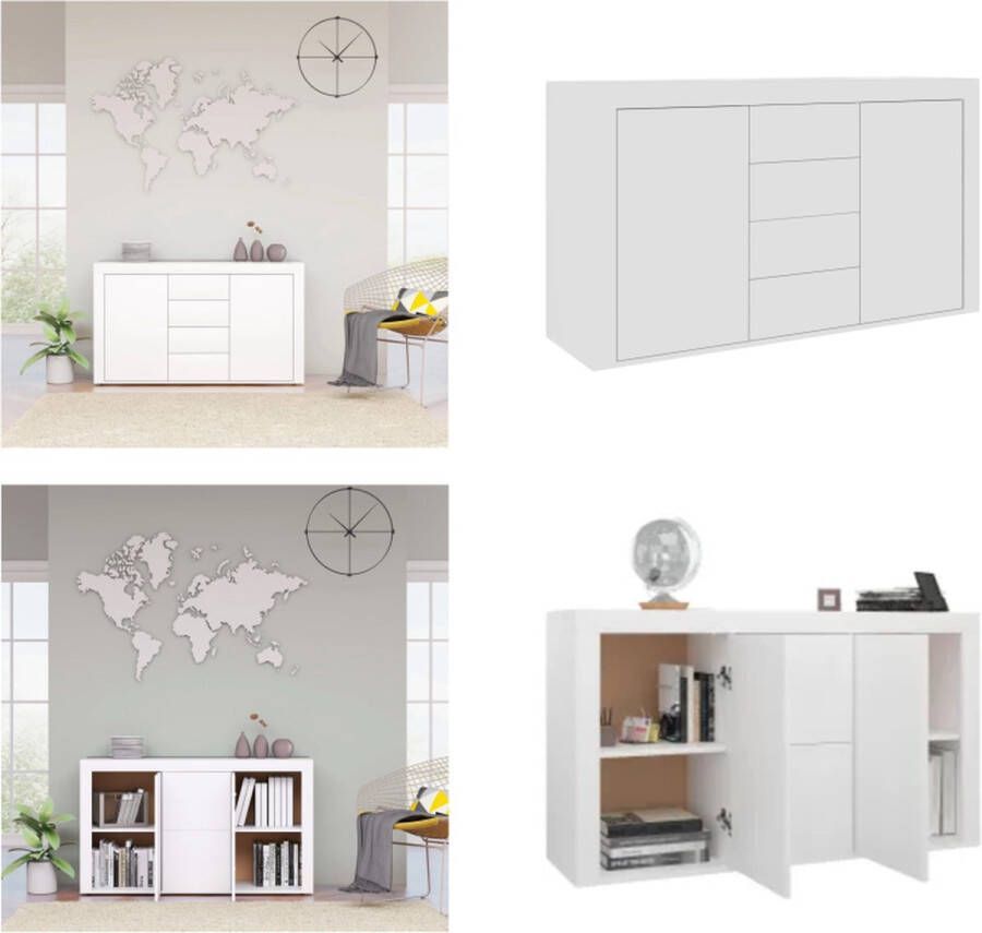 VidaXL Dressoir 120x36x69 cm bewerkt hout wit Dressoir Dressoirs Kast Kasten
