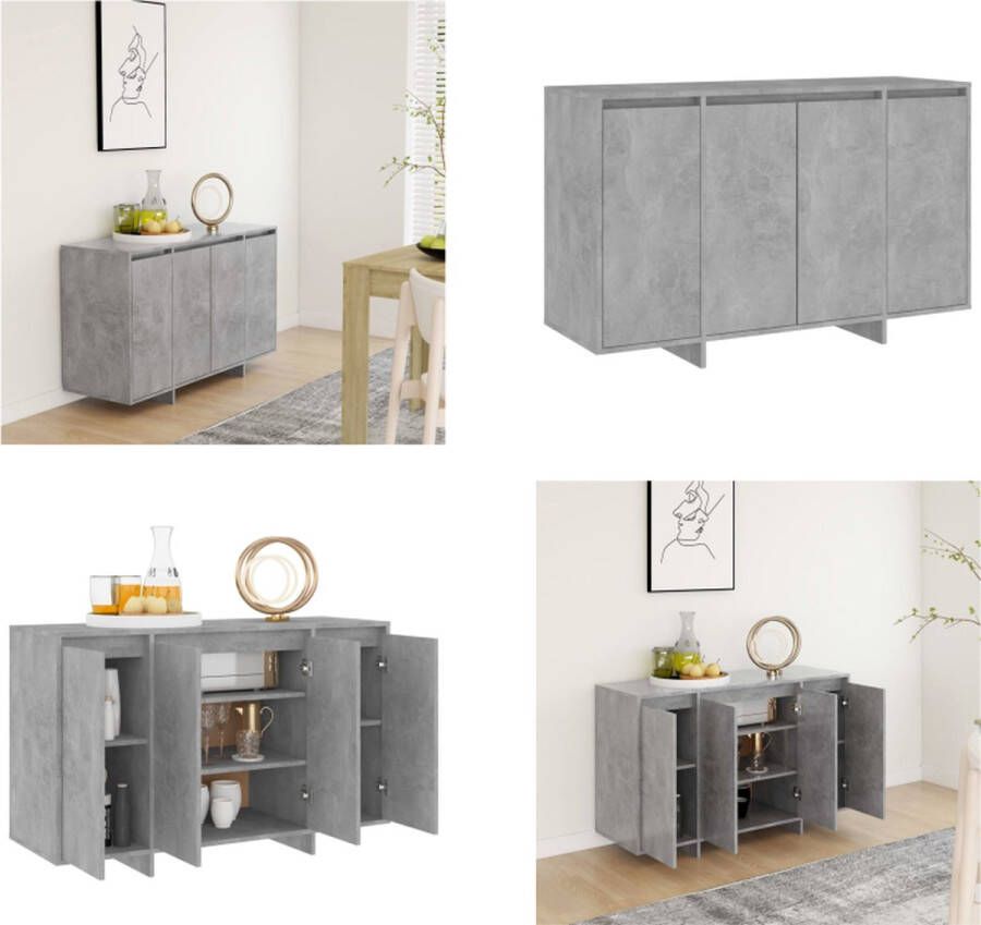 VidaXL Dressoir 120x41x75 cm bewerkt hout betongrijs Dressoir Dressoirs Opbergkast Buffetkast - Foto 2