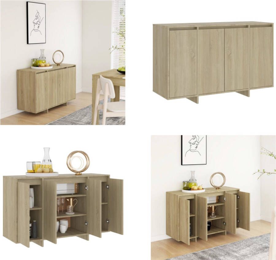 VidaXL Dressoir 120x41x75 cm bewerkt hout sonoma eikenkleurig Dressoir Dressoirs Opbergkast Buffetkast - Foto 2