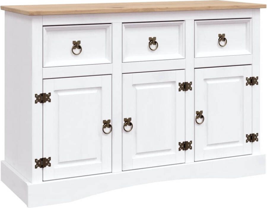 VidaXL -Dressoir-132x43x78-cm-Mexicaans-grenenhout-Corona-stijl-wit - Foto 2