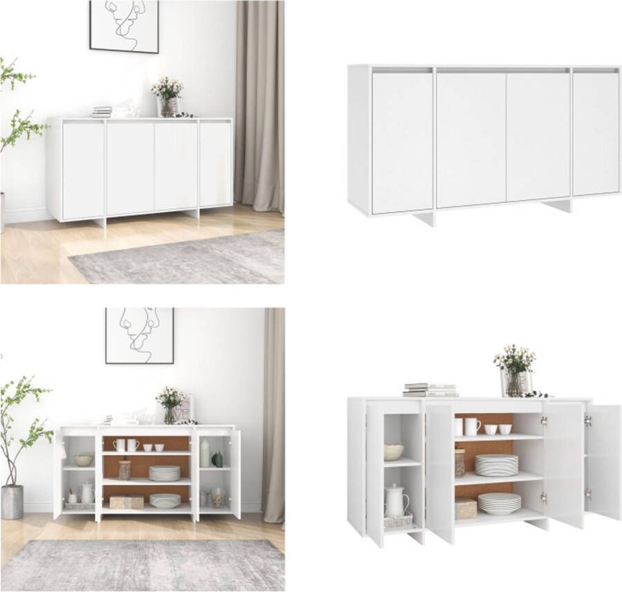 VidaXL Dressoir 135x41x75 cm spaanplaat wit Dressoir Dressoirs Buffetkast Opbergkast