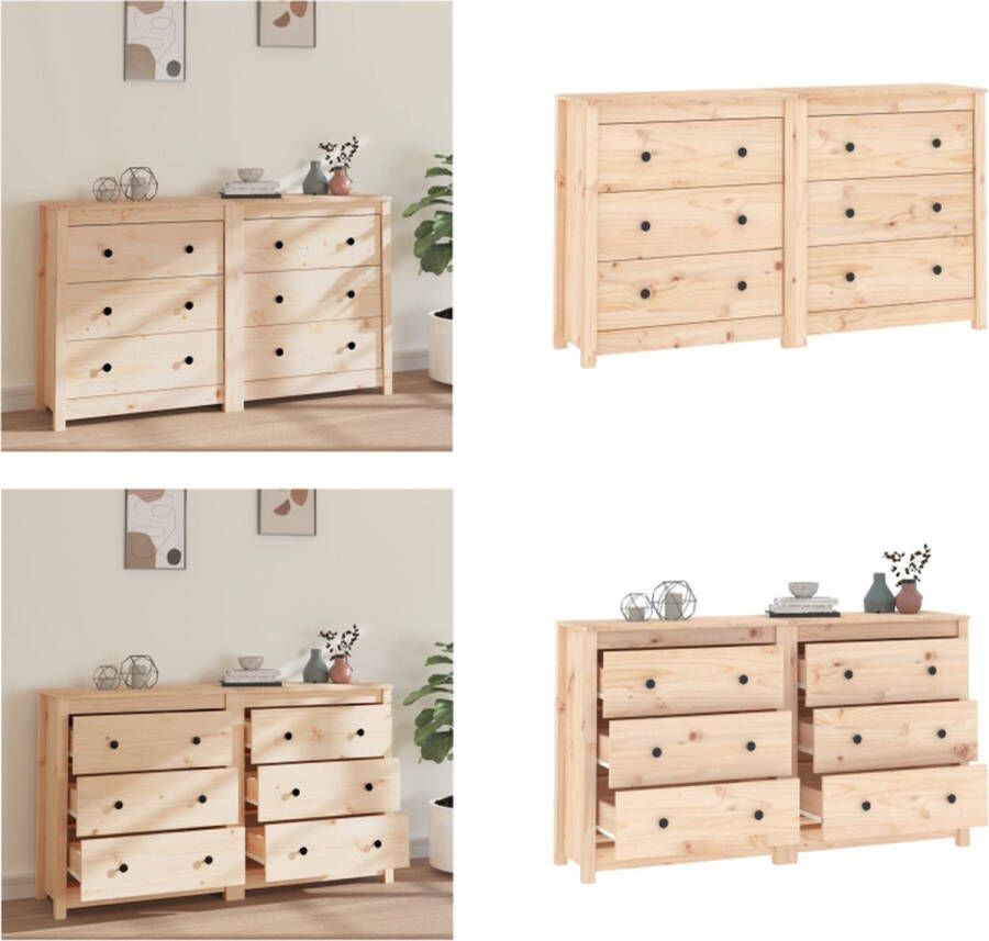 VidaXL Dressoir 140x35x80 cm massief grenenhout Dressoir Dressoirs Kast Wandkast