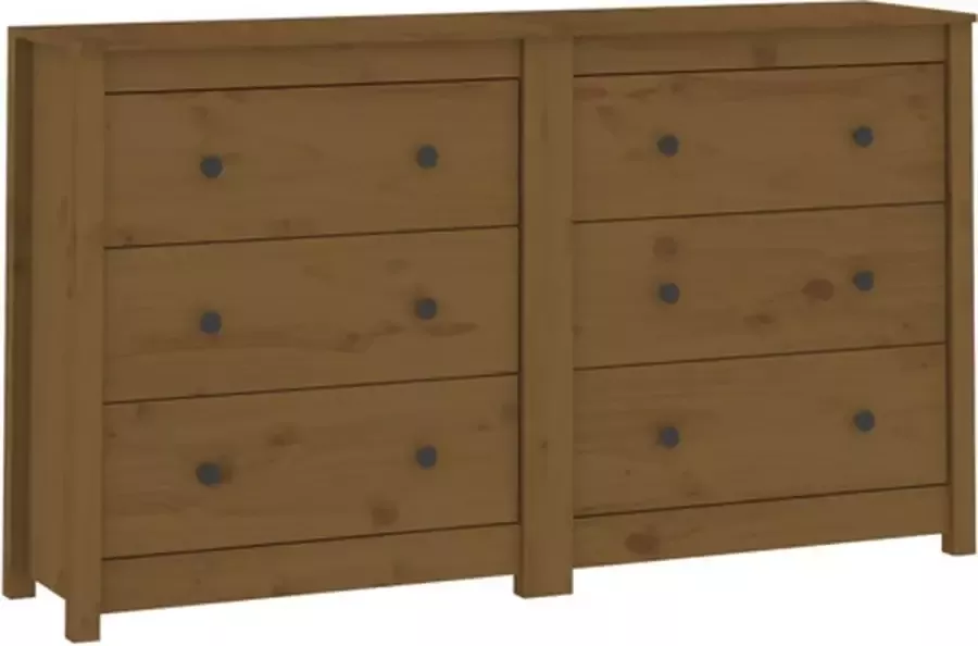 VidaXL -Dressoir-140x35x80-cm-massief-grenenhout-honingbruin - Foto 2