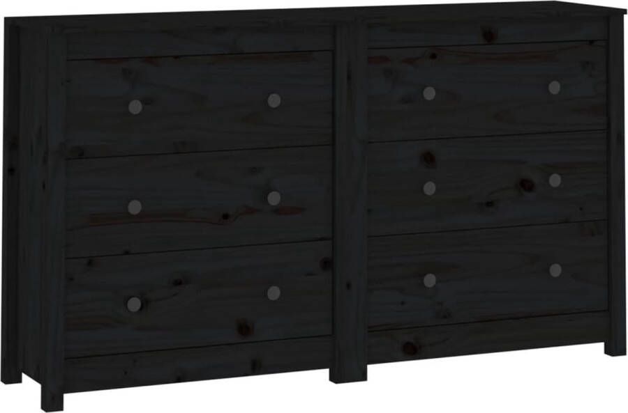 VidaXL -Dressoir-140x35x80-cm-massief-grenenhout-zwart - Foto 2