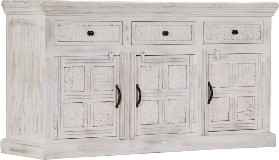 VidaXL Dressoir Massief Mangohout Wit 140x40x74 cm Dressoir Mangohout Dressoir Witte Dressoir Vintage Dressoir Salontafel - Foto 3