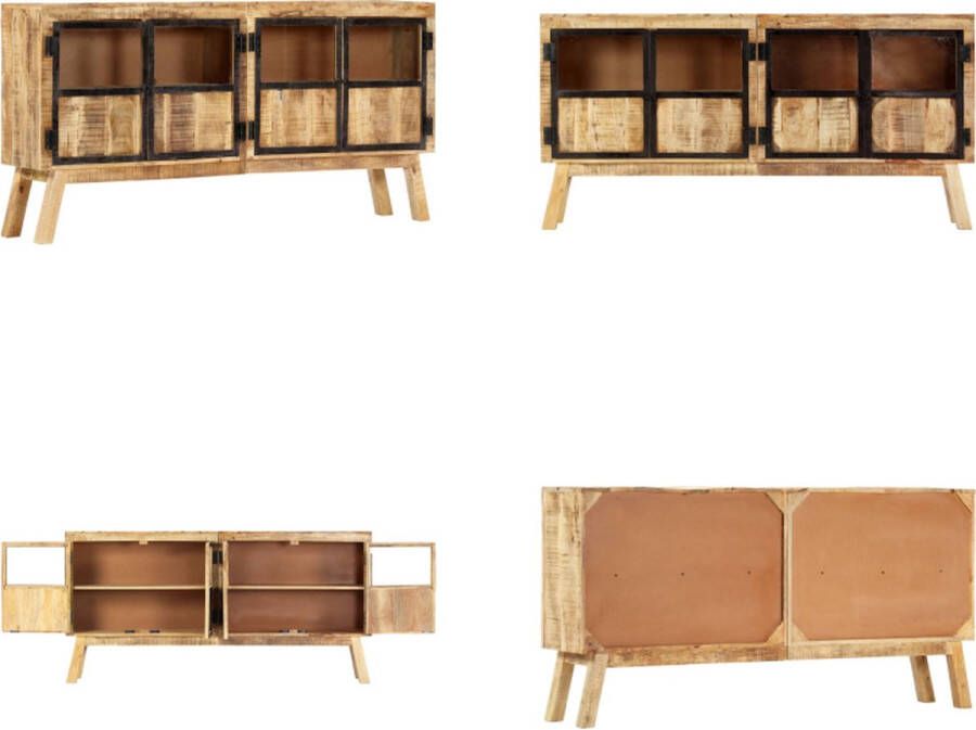 VidaXL Dressoir 160x30x80 cm massief ruw mangohout bruin en zwart Dressoir Dressoirs Zijkast Zijkasten - Foto 2