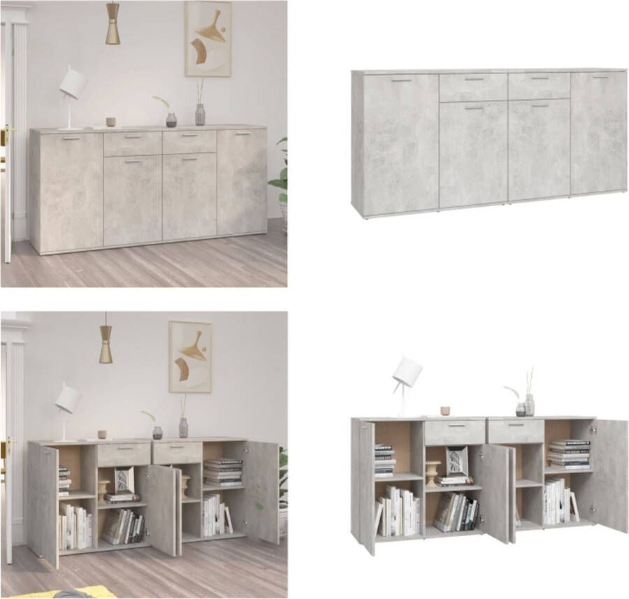 VidaXL Dressoir 160x36x75 cm bewerkt hout betongrijs Dressoir Dressoirs Zijkast Zijkasten - Foto 2