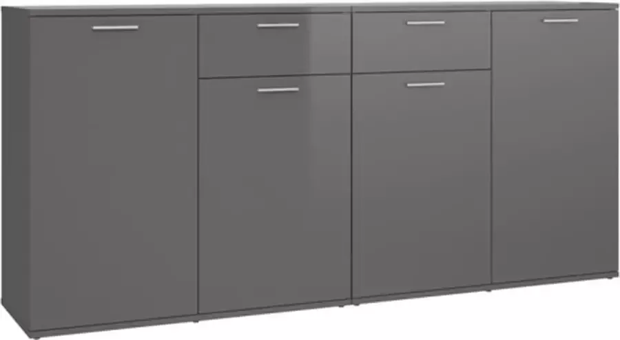VidaXL Dressoir 160x36x75 cm spaanplaat hoogglans grijs