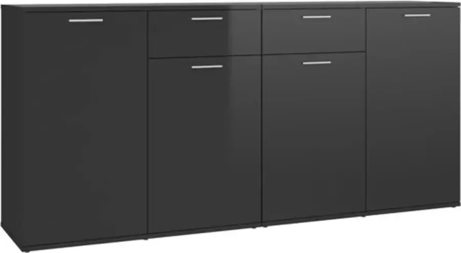 VidaXL Dressoir 160x36x75 cm spaanplaat hoogglans zwart - Foto 2
