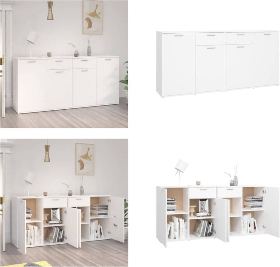 VidaXL Dressoir 160x36x75 cm bewerkt hout wit Dressoir Dressoirs Zijkast Zijkasten - Foto 2