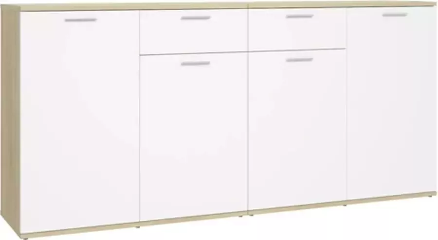 VidaXL -Dressoir-160x36x75-cm-spaanplaat-wit-en-sonoma-eikenkleurig - Foto 2