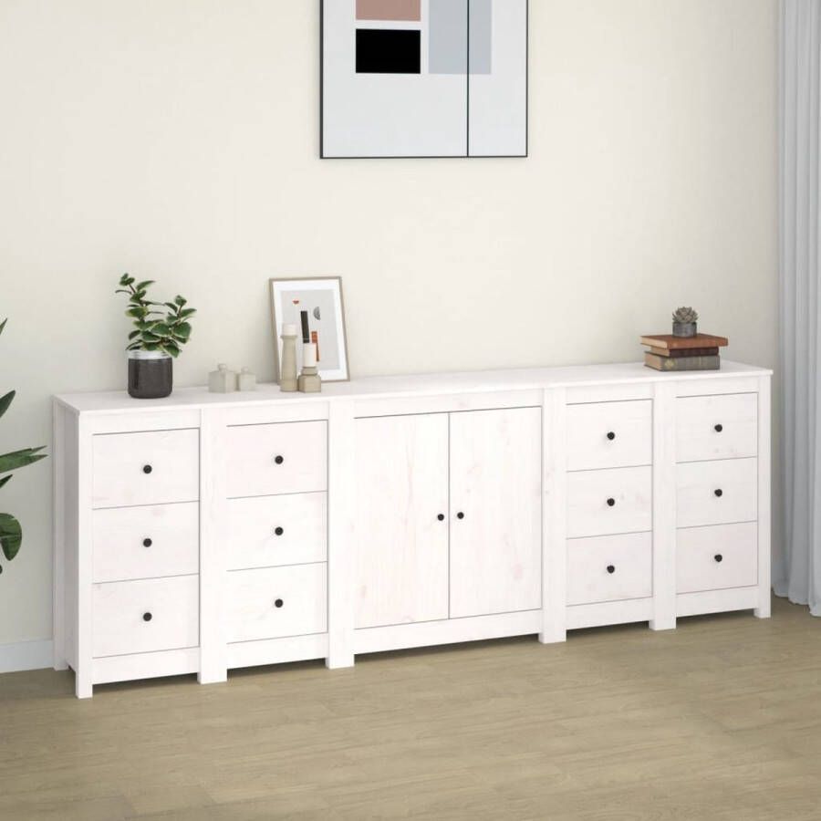 Vida XL Dressoir 230x35x80 cm massief grenenhout wit SKU: V3114095 - Foto 2