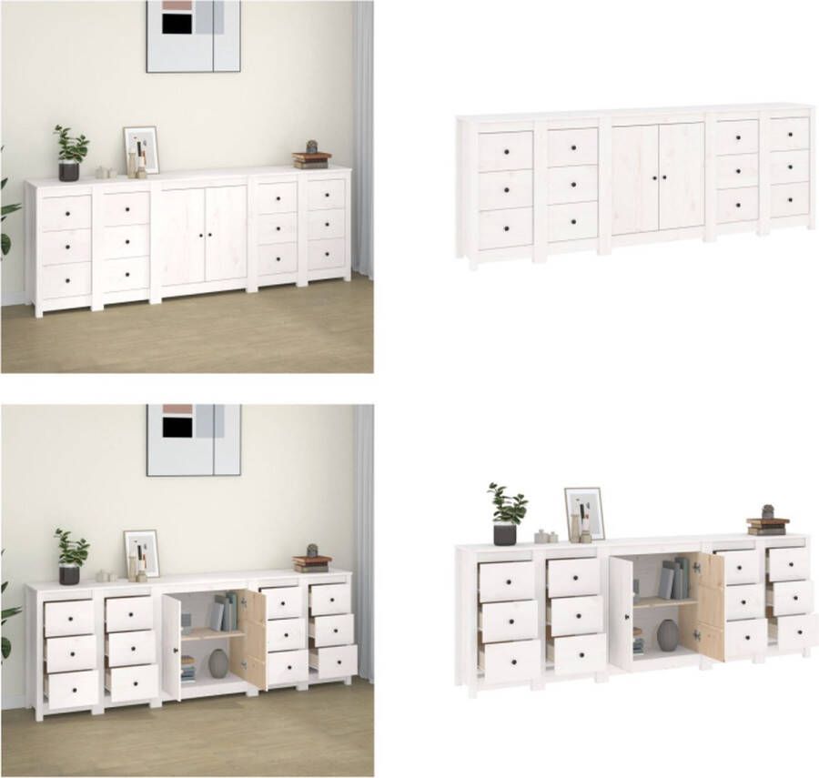 VidaXL Dressoir 230x35x80 cm massief grenenhout wit Dressoir Dressoirs Kast Wandkast - Foto 4