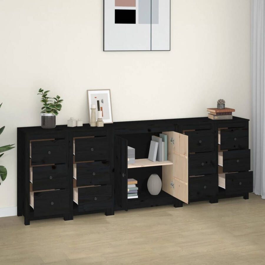 VidaXL -Dressoir-230x35x80-cm-massief-grenenhout-zwart - Foto 3