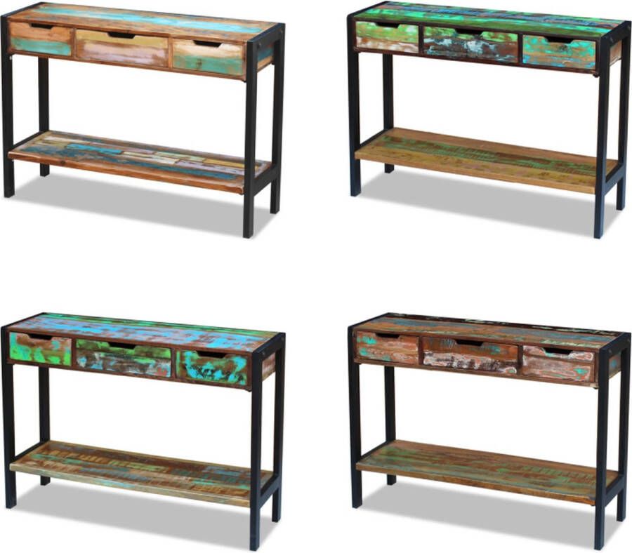 VidaXL Dressoir 3 lades massief gerecycled hout Houten Tafel Houten Tafels Houten Bijzettafel Houten Bijzettafels