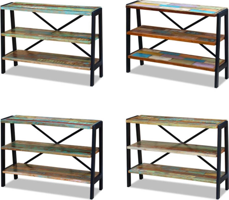 VidaXL Dressoir 3 schappen massief gerecycled hout Houten Tafel Houten Tafels Houten Bijzettafel Houten Bijzettafels