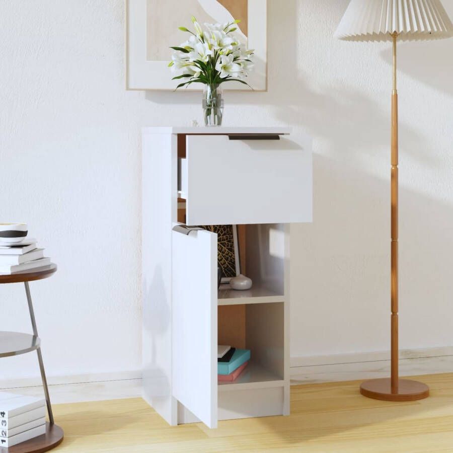 VidaXL -Dressoir-30x30x70-cm-bewerkt-hout-hoogglans-wit