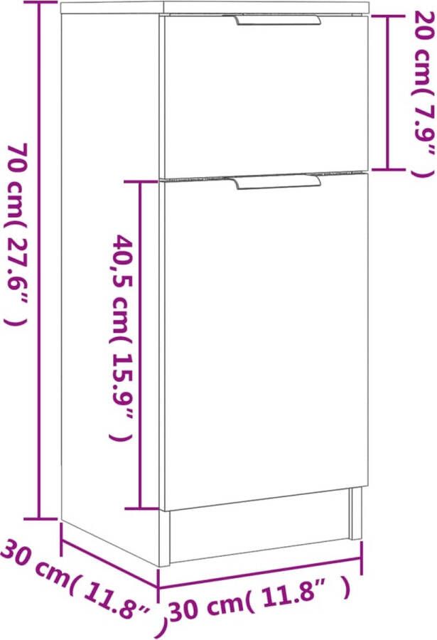 VidaXL -Dressoir-30x30x70-cm-bewerkt-hout-zwart - Foto 3