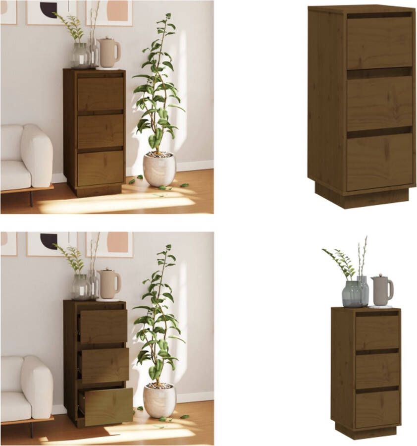 VidaXL Dressoir 32x34x75 cm massief grenenhout honingbruin Dressoir Dressoirs Buffetkast Opbergkast