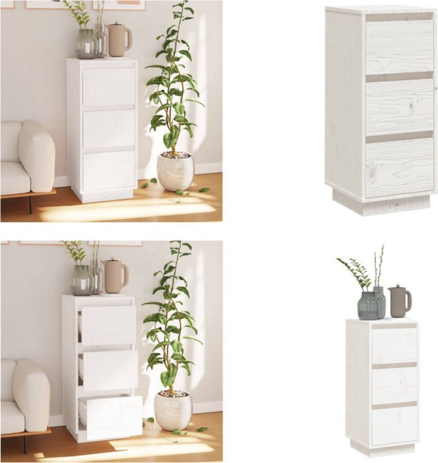 VidaXL Dressoir 32x34x75 cm massief grenenhout wit Dressoir Dressoirs Buffetkast Opbergkast